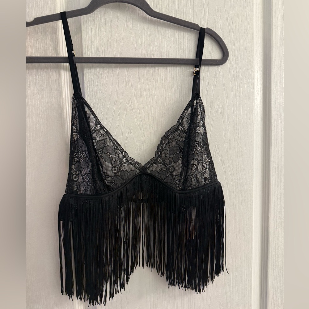Victoria's Secret Black Lace Fringe Bralette